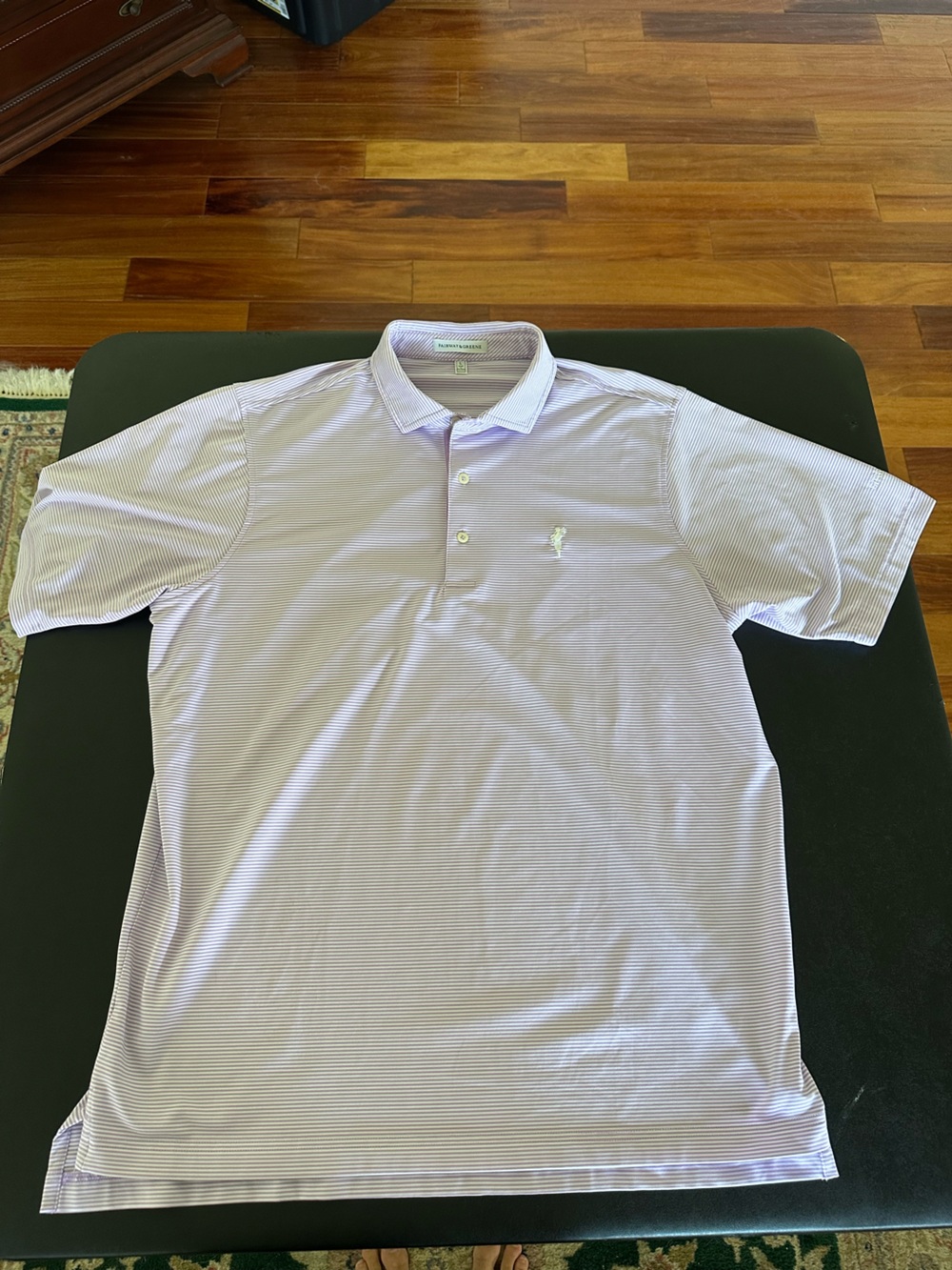 Fairway & Greene Classic Men's Polo Shirt - Lavender Stripe Spanish Bay Logo LG